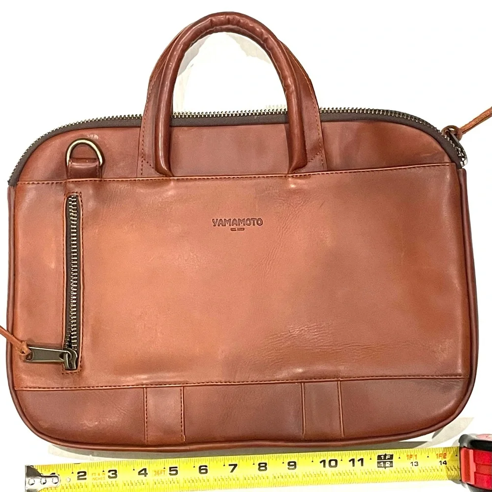 YAMAMOTO Leather briefcase Handmade in Mexico artisan brown cow hide